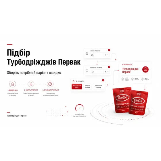 Підбір Турбодріжджів Первак